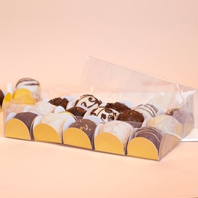 Caixa de acetato para 15 Doces, Cristal - 10un, Docinhos, Biscoitos e Barra de Chocolate
