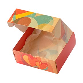 Caixa para Presente, com papel, “P” 14,5x13x6cm, Corazón - Pct 25un