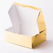 Produto Caixa para Presente “G” 23x19x8,5cm com papel, Gold - Pct 10un