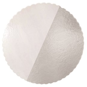 Cake Board Dupla Face 24 CM Branco/Prata - Unitário