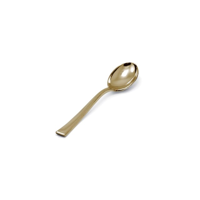 Colher Sobremesa Gold 13cm, Silver Plastic - Pct. c/ 8un