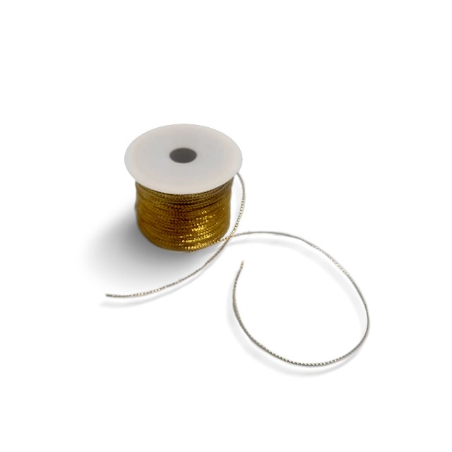 Cordão Metálico sem elástico 1.0mm, Rolo 50mt, Dourado - Unitário