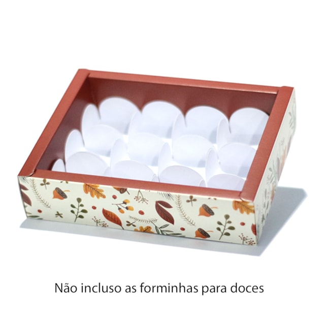 Embalagem para 12 Doces com Tampa Transparente, Viena - Pct c/ 10 un Embalagem para 12 Doces com Tampa Transparente, Viena - Pct c/ 10 un