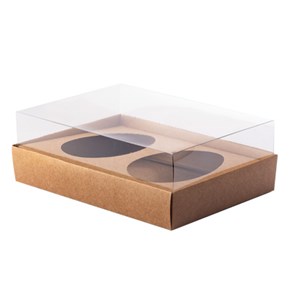 Embalagem para 2 Ovos de Colher 250gr, Tampa 7,5cm, Kraft – 10un