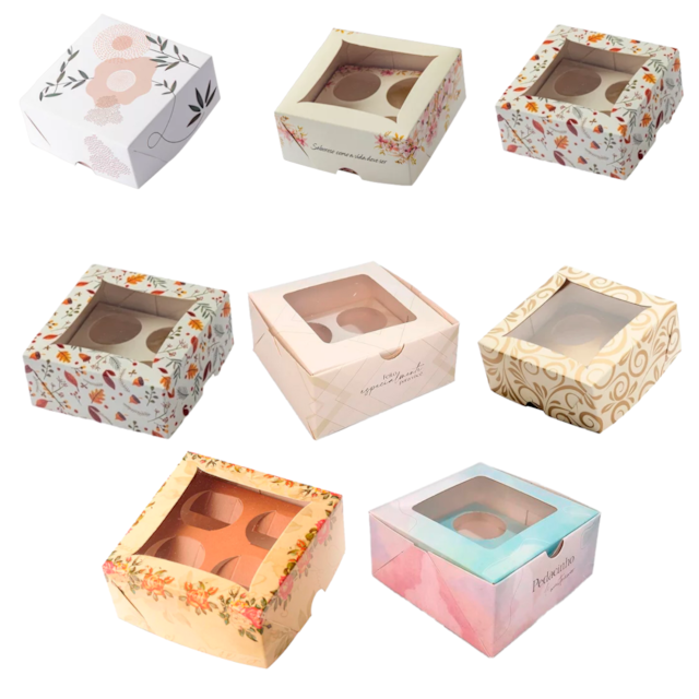 Embalagem para 4 doces com berço (9x9x4cm), 25 un - Linha Anual Embalagem para 4 doces com berço (9x9x4cm), 25 un - Linha Anual