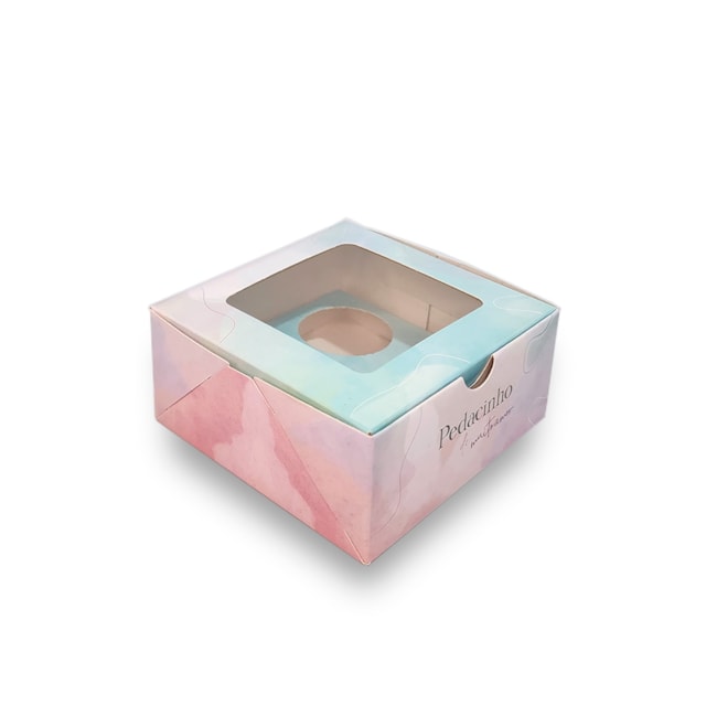 Embalagem Para 4 Doces, Com Visor, Aquarela - 25un Embalagem Para 4 Doces, Com Visor, Aquarela - 25un