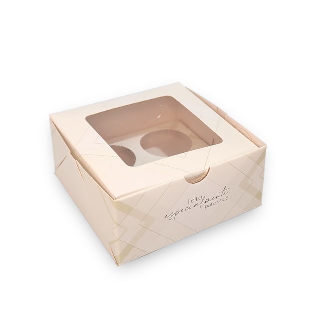 Embalagem Para 4 Doces, Com Visor, Dourada - 25un Embalagem Para 4 Doces, Com Visor, Dourada - 25un