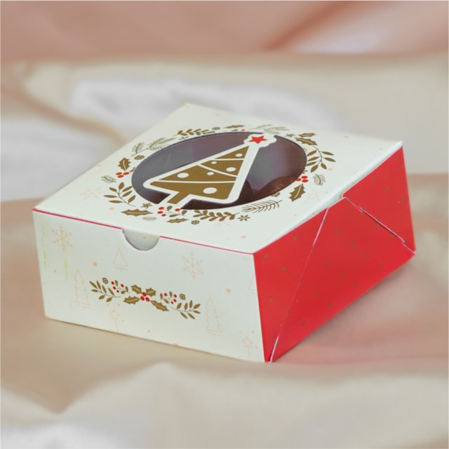 Embalagem Para 4 Doces, Com Visor e berço, Nobre - 25un Embalagem Para 4 Doces, Com Visor e berço, Nobre - 25un