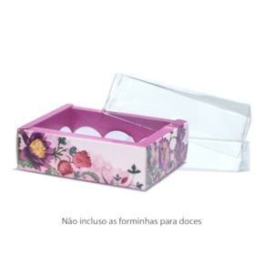 Embalagem para 6 doces com Tampa Transparente, Violet - Pct c/ 10 un