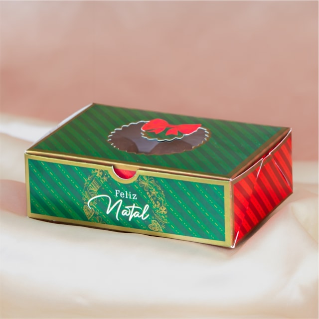 Embalagem Para 6 Doces, Com Visor e berço, Guirlanda - 25un Embalagem Para 6 Doces, Com Visor e berço, Guirlanda - 25un