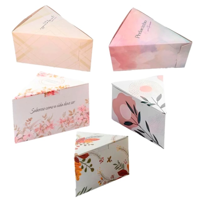 Embalagem para Fatia de Bolo com Papel (13x10x7cm) - 50un - Linha Anual Embalagem para Fatia de Bolo com Papel (13x10x7cm) - 50un - Linha Anual