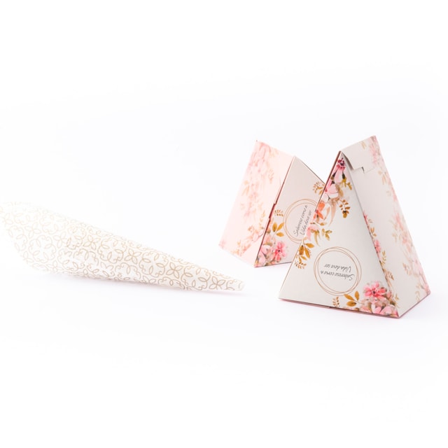 Embalagem para Fatia de Bolo com papel - 50un - M (13x10x7cm) - FLORAL Embalagem para Fatia de Bolo com papel - 50un - M (13x10x7cm) - FLORAL