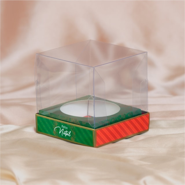 Embalagem para Mini Panetone/Chocotone Premium 10x10x10cm, Guirlanda - 10un Embalagem para Mini Panetone/Chocotone Premium 10x10x10cm, Guirlanda - 10un