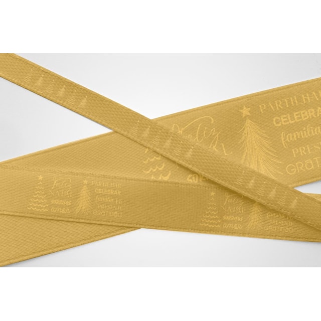 Fita de Cetim - NATAL - Rolo 50mt - OURO - 15mm Fita de Cetim - NATAL - Rolo 50mt - OURO - 15mm