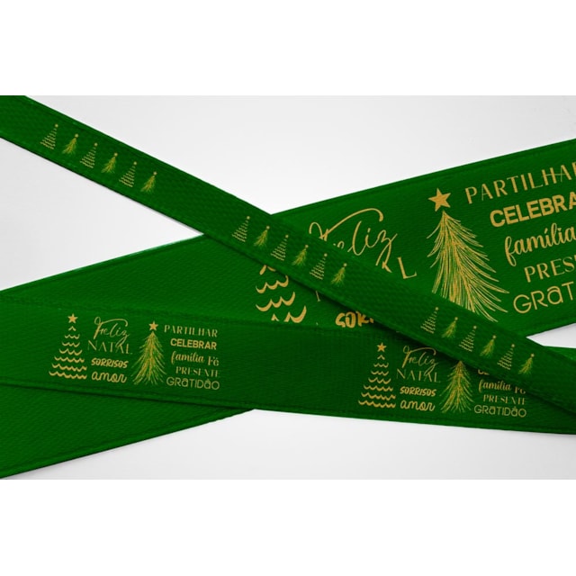 Fita de Cetim - NATAL - Rolo 50mt - VERDE - 15mm Fita de Cetim - NATAL - Rolo 50mt - VERDE - 15mm