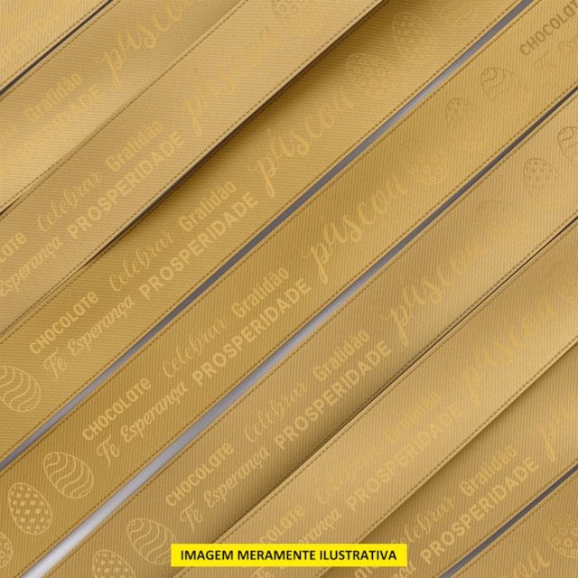 Fita de Cetim Páscoa, 15mm Ouro - Rolo 50mt Fita de Cetim Páscoa, 15mm Ouro - Rolo 50mt