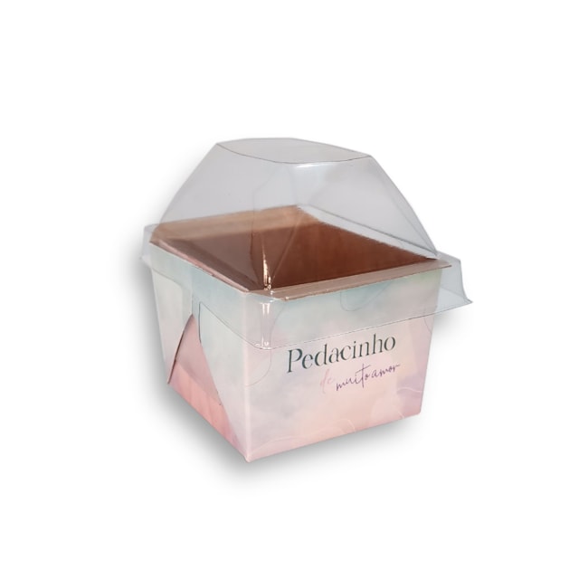 Mini Box Forneável com Tampa, Aquarela - 50un Mini Box Forneável com Tampa, Aquarela - 50un